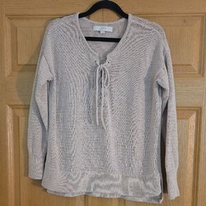 LOFT Light Tan Lace-Up Sweater Sz‎ S